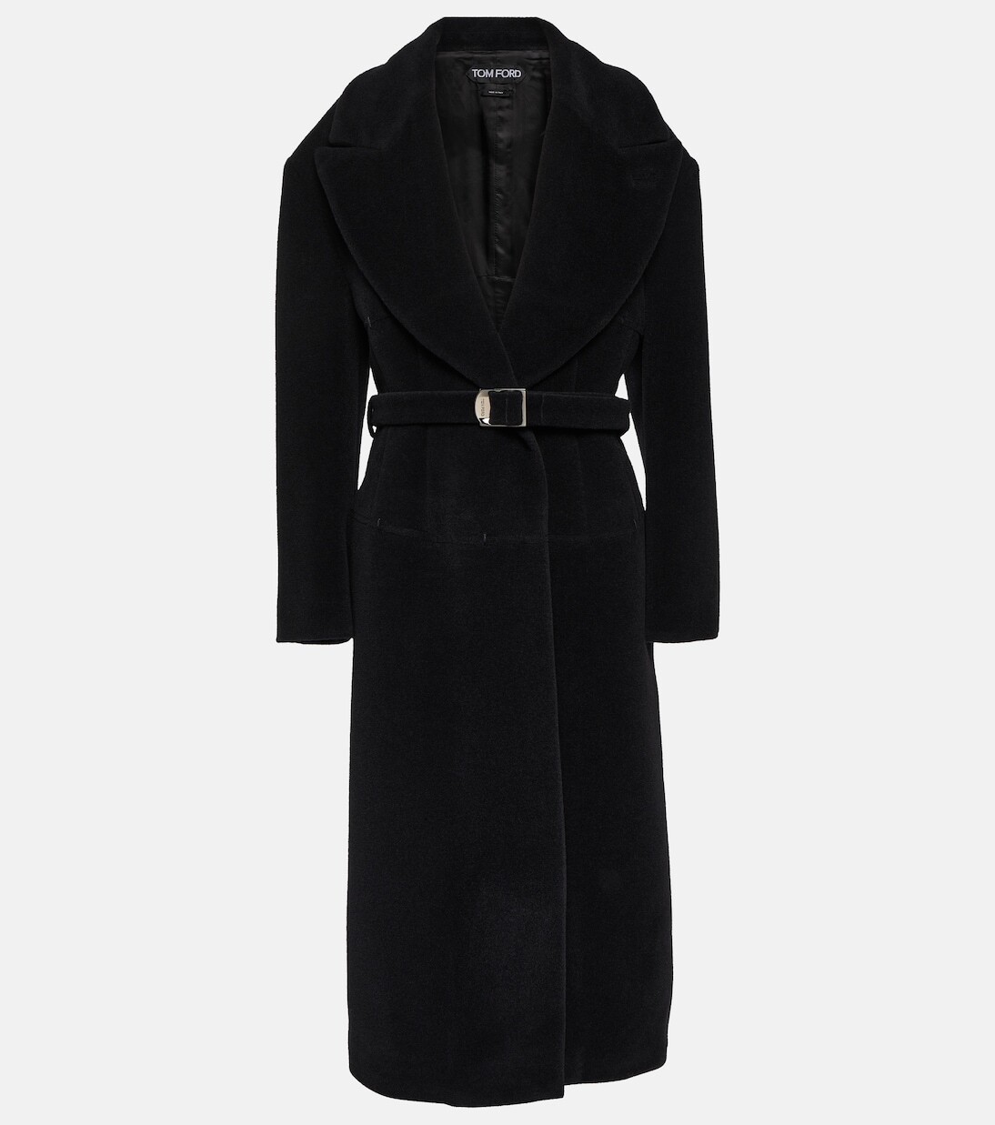 Альпака и шерстяное пальто Tom Ford, черный