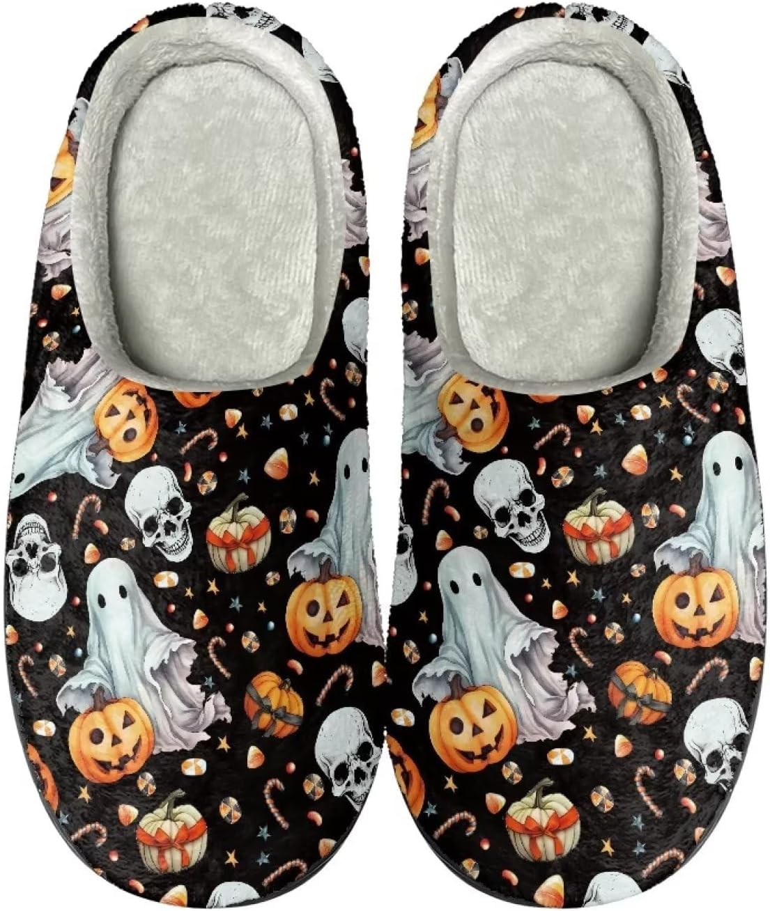 

Тапочки Xpyiqun Halloween для дома, и домашние, зимние пушистые тапочки для спальни для мужчин и женщин, Halloween 11