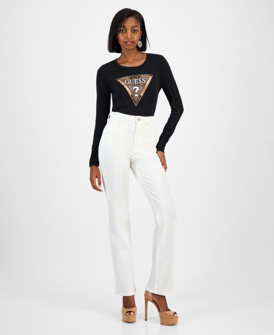 

Женские джинсы прямого кроя с высокой посадкой в стиле 80-х GUESS, Cream White