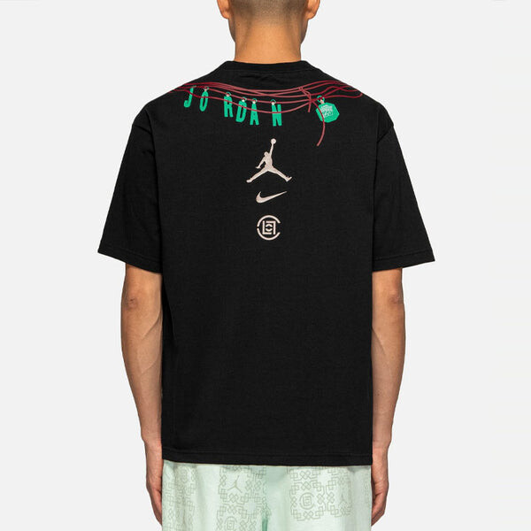 Футболка Air Jordan x CLOT Crossover China Printing Alphabet Logo Round Neck Pullover Short Sleeve Asia Edition Black, черный — фото 4