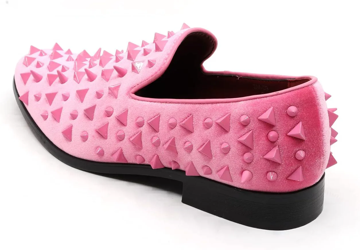 

Мужские бархатные модные туфли-лоферы Metrocharm с заостренным носком, смокинговые, без шнурков SM-09, розовый