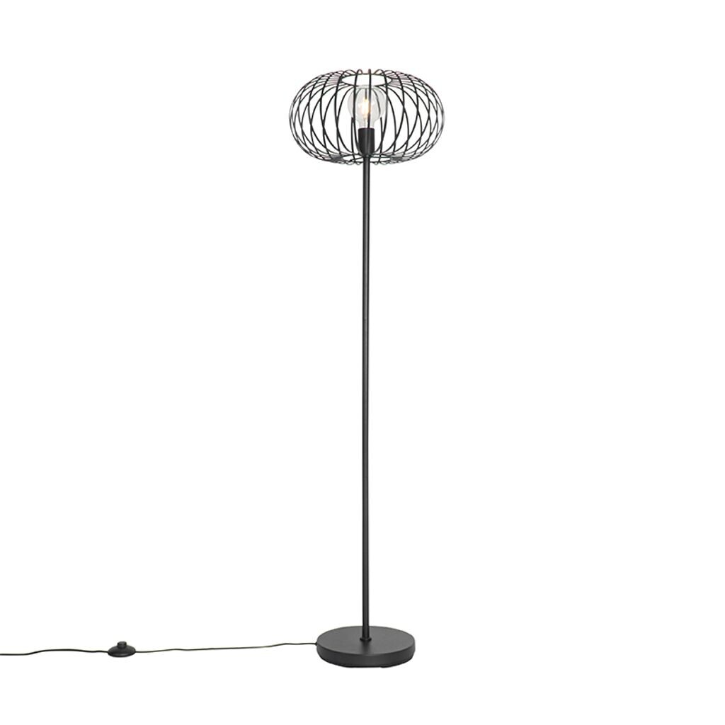 

QAZQA - Торшер Design черный - Йоханна I гостиная I спальня - продолговатая сталь - подходит для светодиодов E27