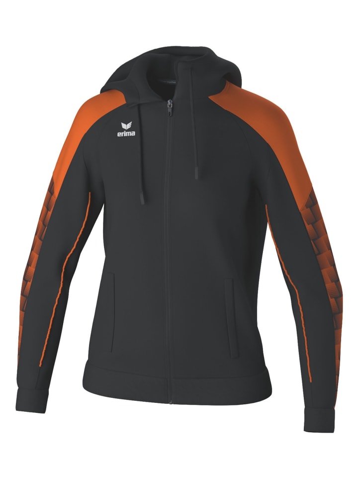 

Erima Женская спортивная куртка с капюшоном, черно-оранжевого цвета