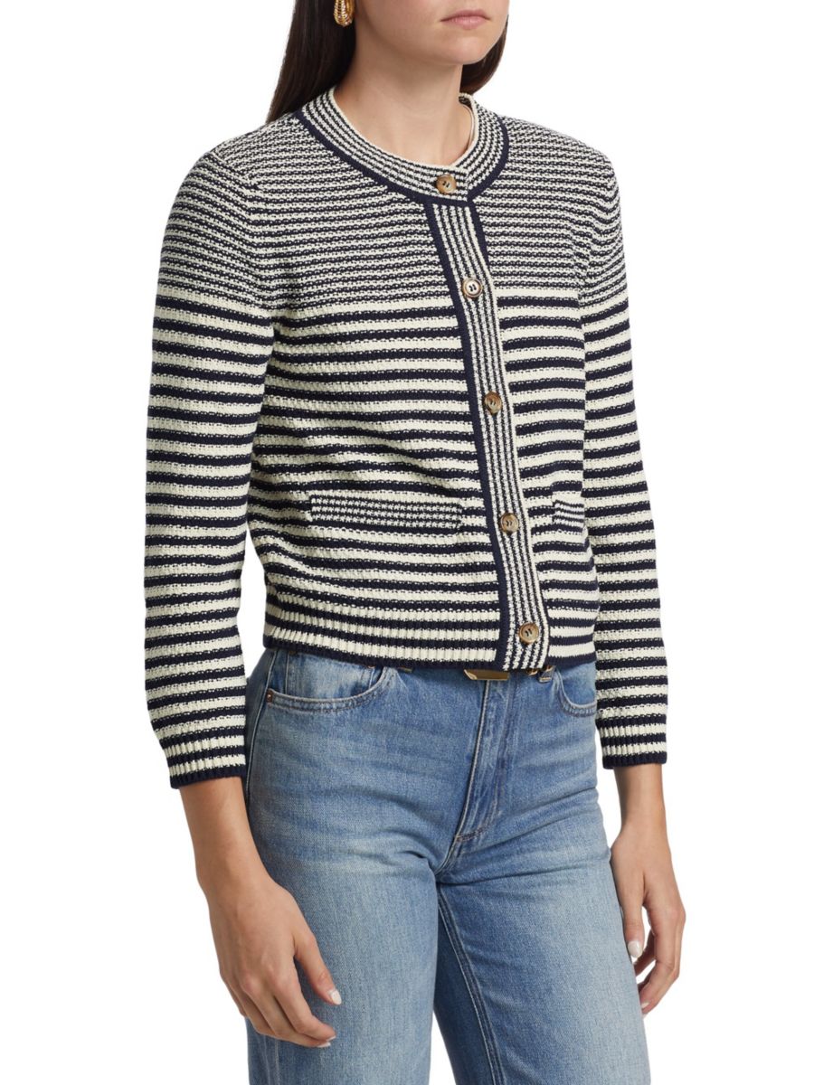 

Компактный полосатый кардиган Frame, цвет Navy Multi