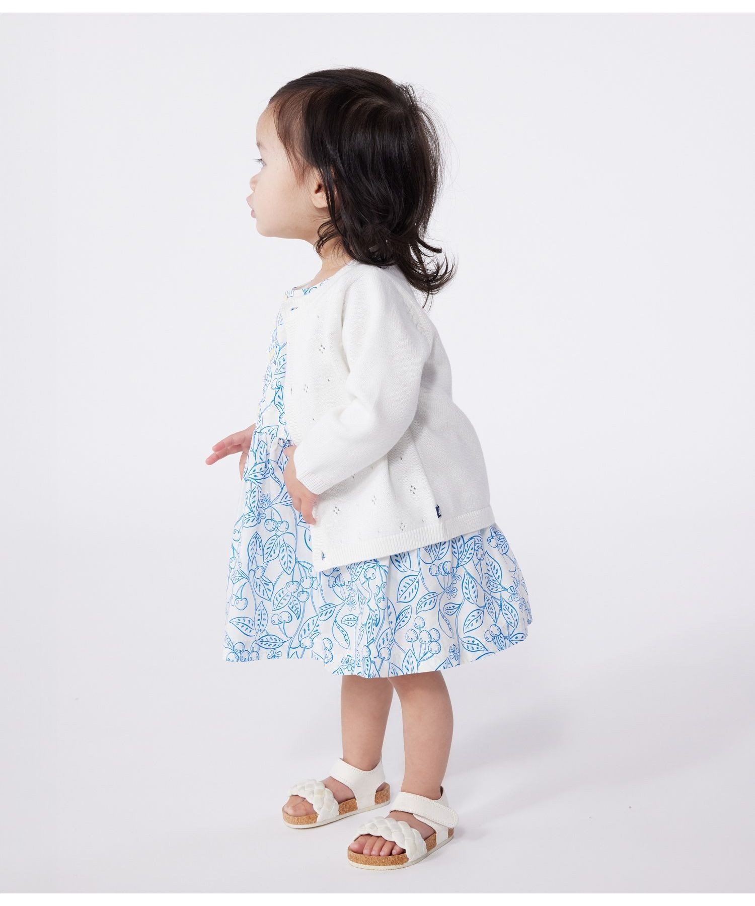 Хлопковый вязаный кардиган PETIT BATEAU, Off white — фото 2