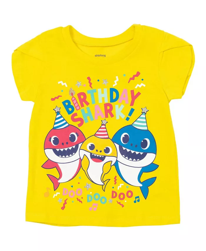 

Футболка на день рождения для девочки Shark Pinkfong, желтый