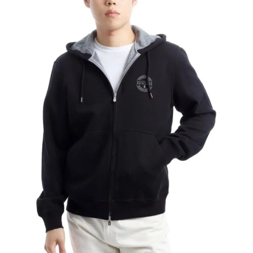 

Худи с принтом логотипа на молнии со шнурком Brunello Cucinelli, черный