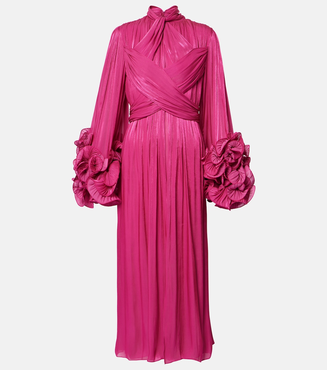 

Рюшированное платье миди Costarellos, Magenta
