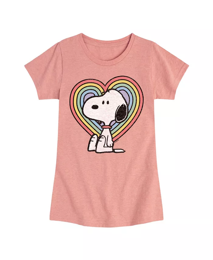 

Футболка с коротким рукавом Big Girls Snoopy Rainbow Heart Graphic Peanuts, розовый