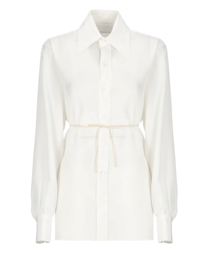 

Белая шелковая блузка с воротником Mm6 Maison Margiela, белый