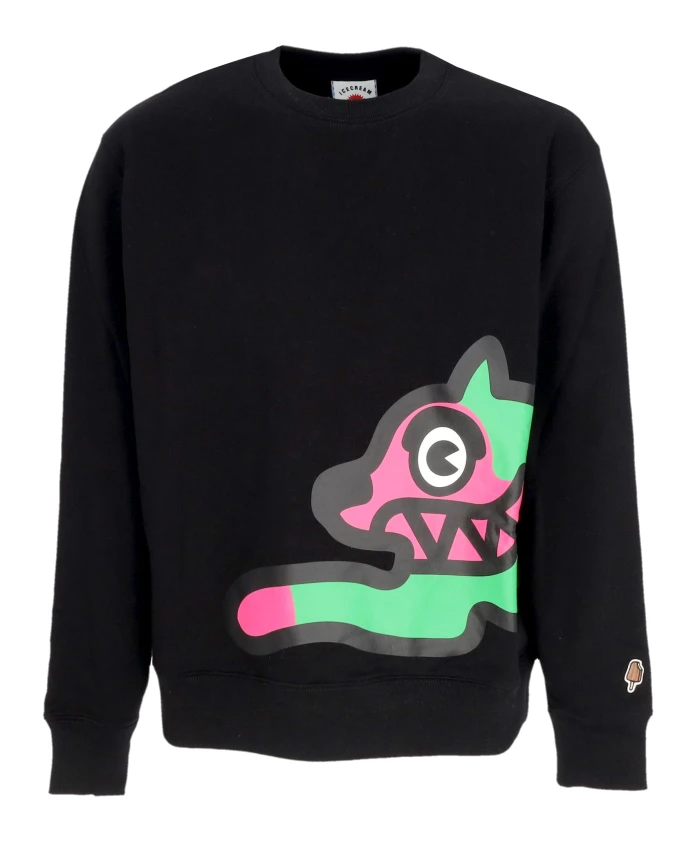 

Черная толстовка с круглым вырезом в виде бегущей собаки Icecream, черный