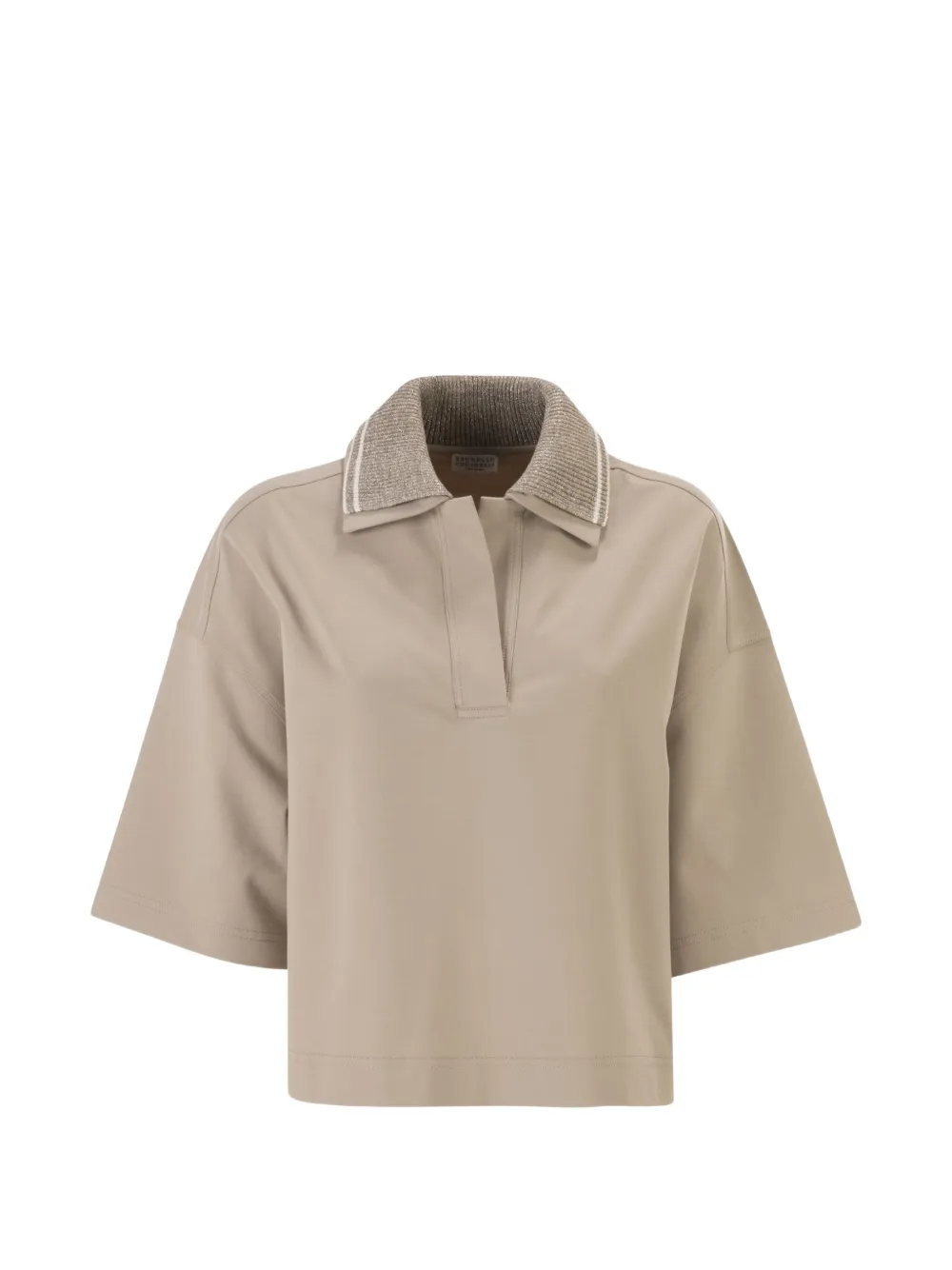 

Флисовый топ-поло Techno Couture Brunello Cucinelli, бежевый