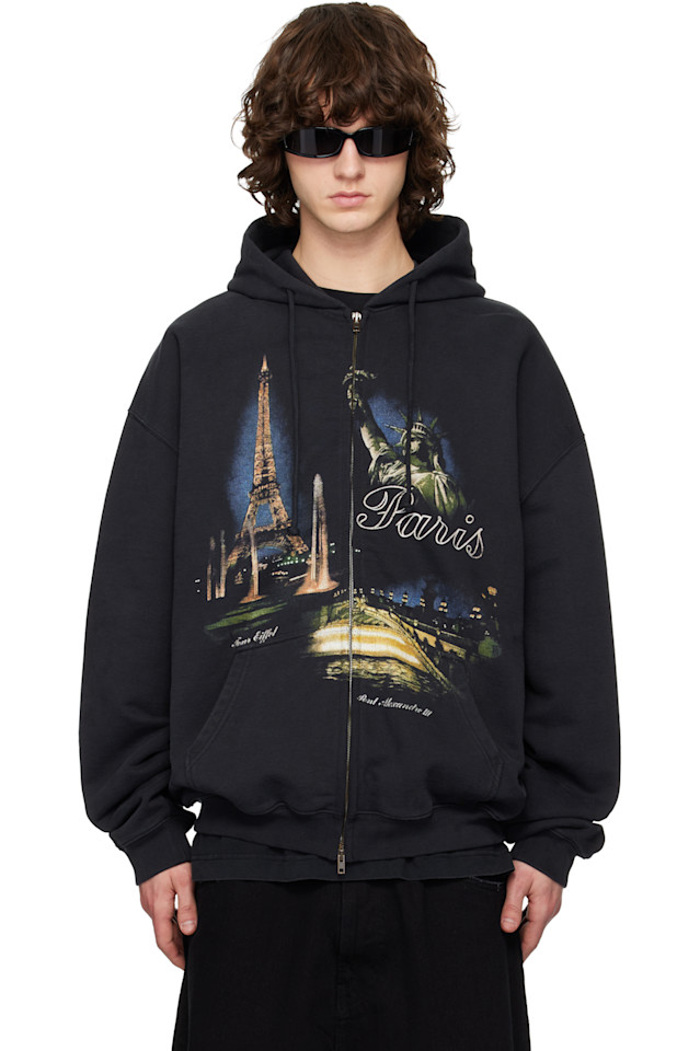 

Туристическая толстовка на молнии с надписью «Париж» Vetements, черный