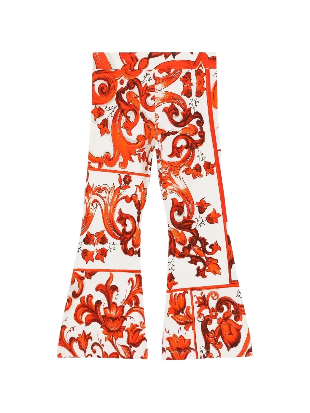 Леггинсы из трикотажа с принтом "майолика" Dolce & Gabbana Kids, белый