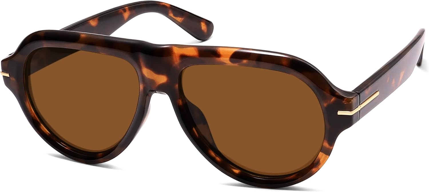 

Поляризованные солнцезащитные очки-авиаторы, модные ретро-очки для женщин и мужчин в стиле 90-х, классические винтажные солнцезащитные очки AR82379 HERJOUR, Tortoise/Brown