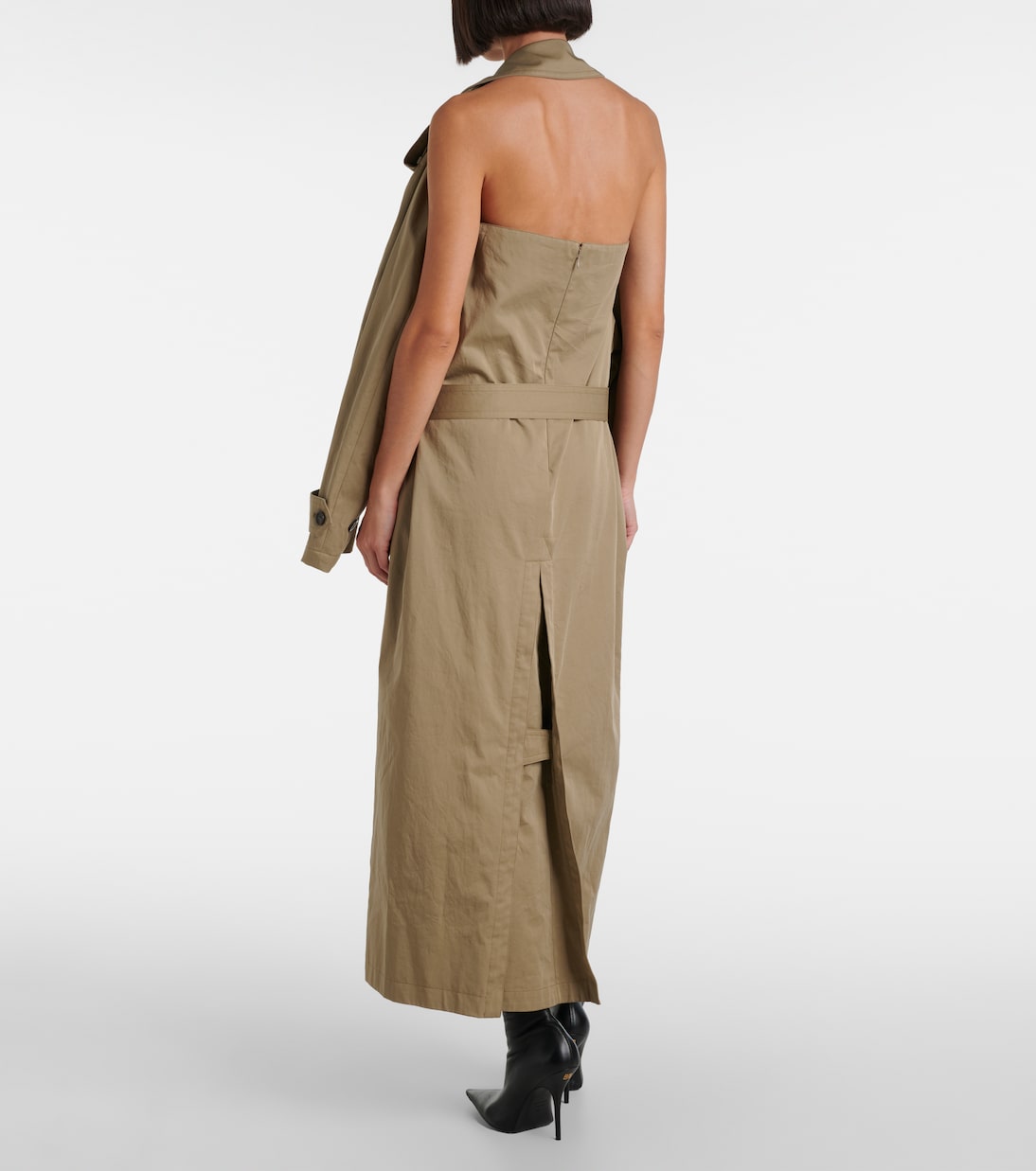 Платье миди из хлопкового твила Suspended Trench Balenciaga, Explorer Beige — фото 3