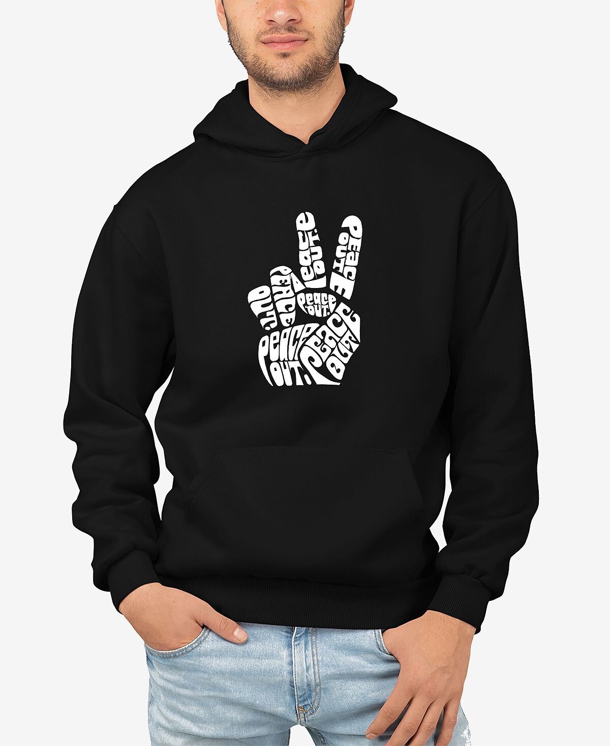 

Мужская толстовка с капюшоном Word Art Peace Out LA Pop Art