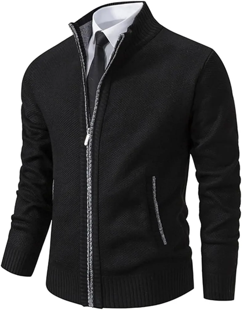 Мужской кардиган Slim Fit вязаный свитер с длинными рукавами и молнией — фото 4