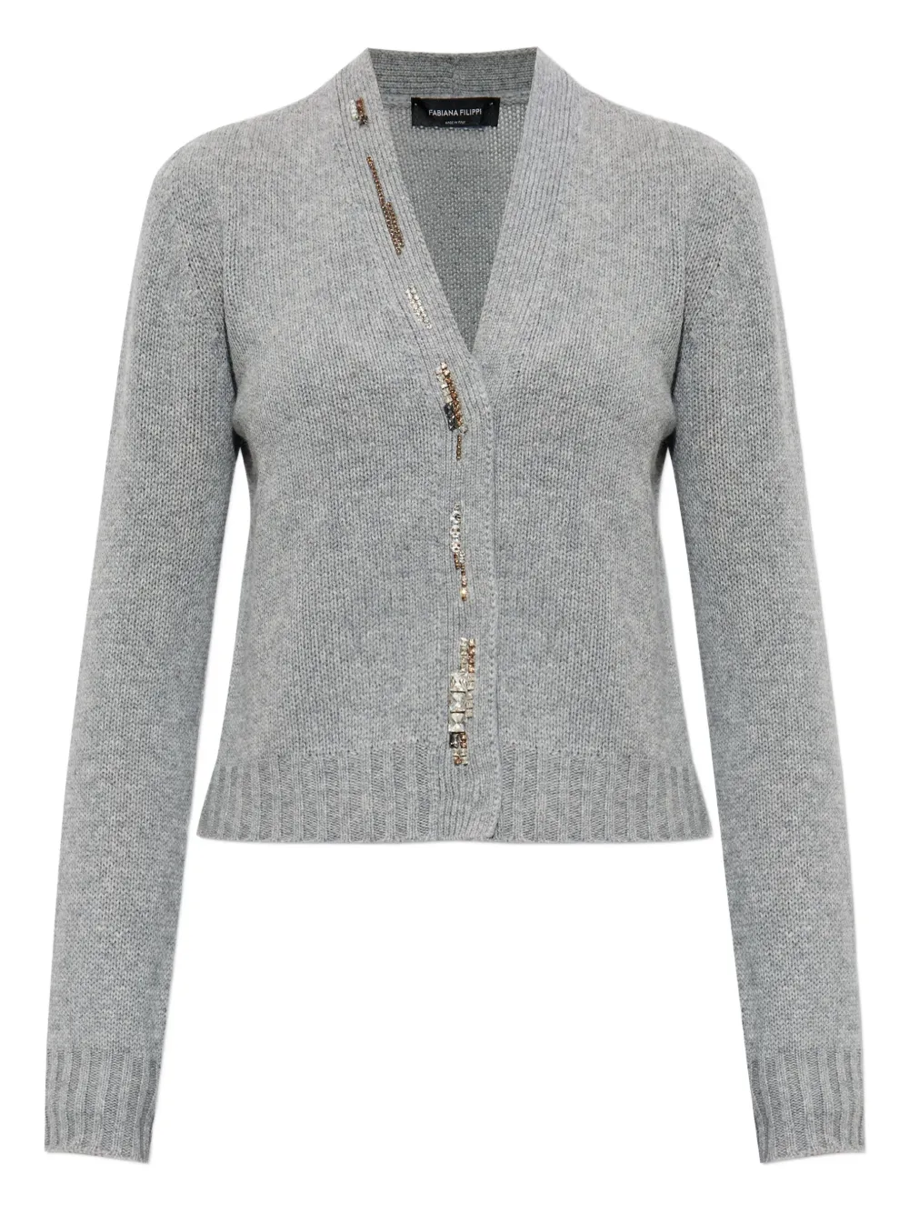 

Кардиган, украшенный кристаллами Fabiana Filippi, серый