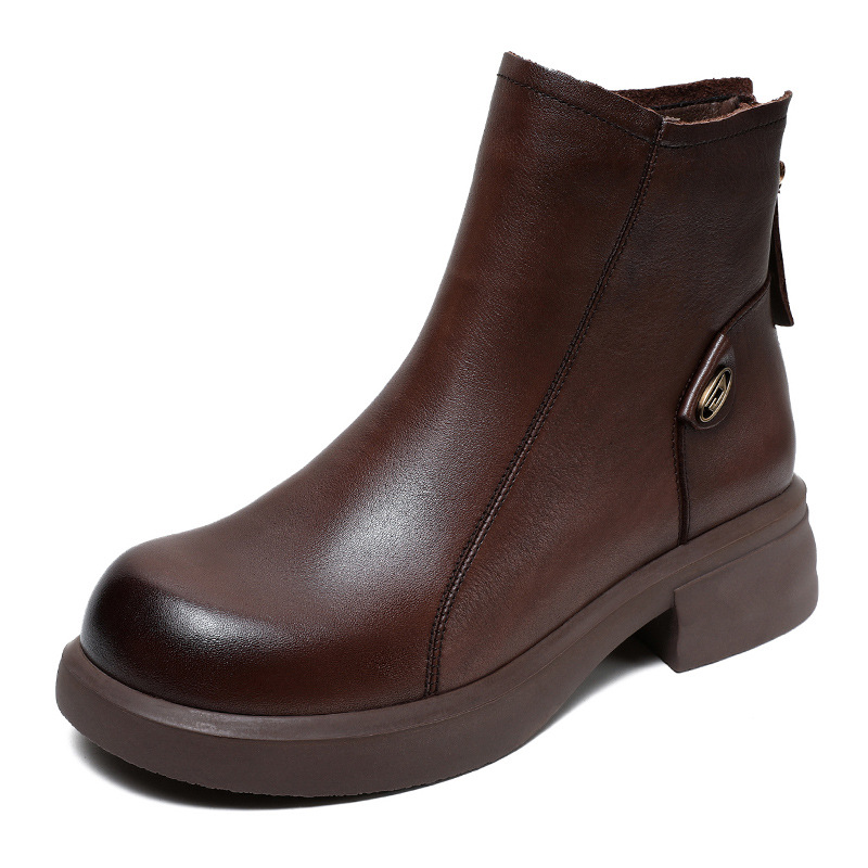 Devanro Женские полусапожки на каблуке 4 см тёмно-коричневые, цвет Dark Brown