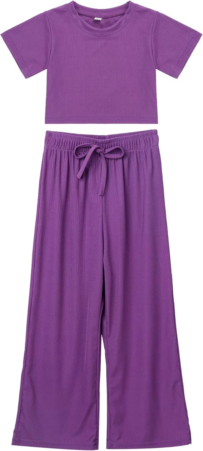Детский спортивный костюм из топа и широких брюк TTAO, Purple — фото 3