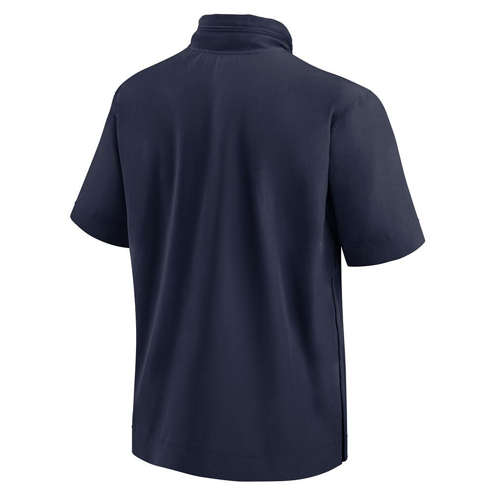 Мужская куртка с капюшоном Nike Navy Michigan Wolverines 2024 Sideline Coach с короткими рукавами и полумолнией до половины, цвет Mic Navy — фото 4