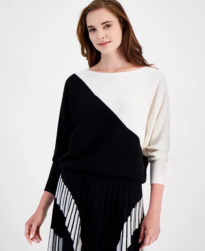 

Женский свитер с широким круглым вырезом и рукавами «летучая мышь» T Tahari, мультиколор