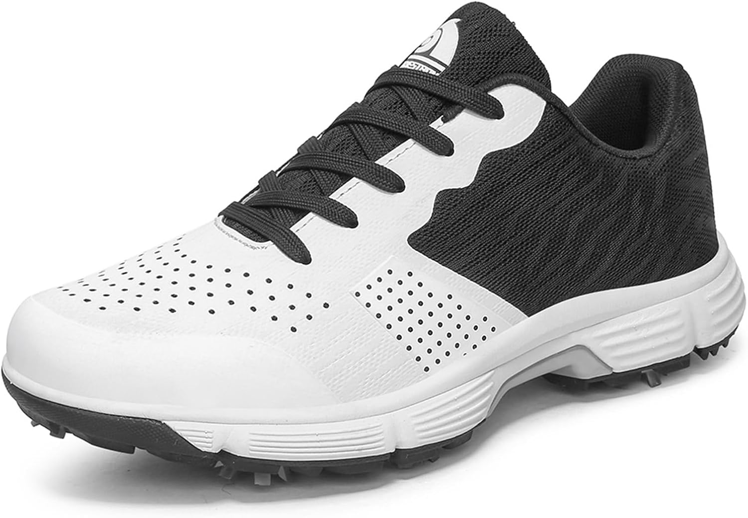 

Гольф обувь для мужчин Профессиональная легкая обувь для гольфа Шнуровка Шипованные кроссовки для гольфистов Нескользящая дышащая обувь для ходьбы Omcam, белый