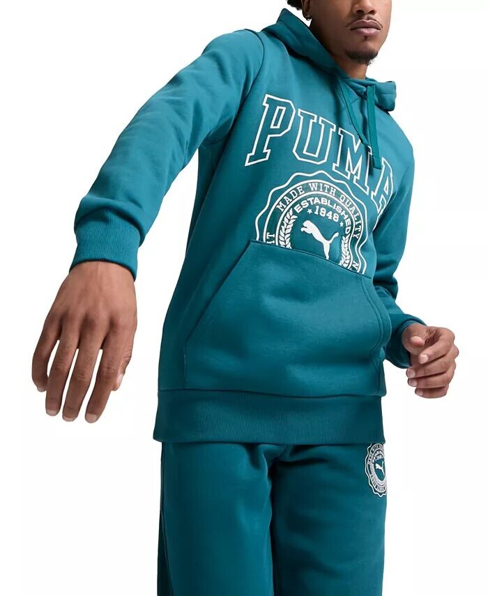 

Мужская винтажная спортивная худи с графическим логотипом Puma, зеленый