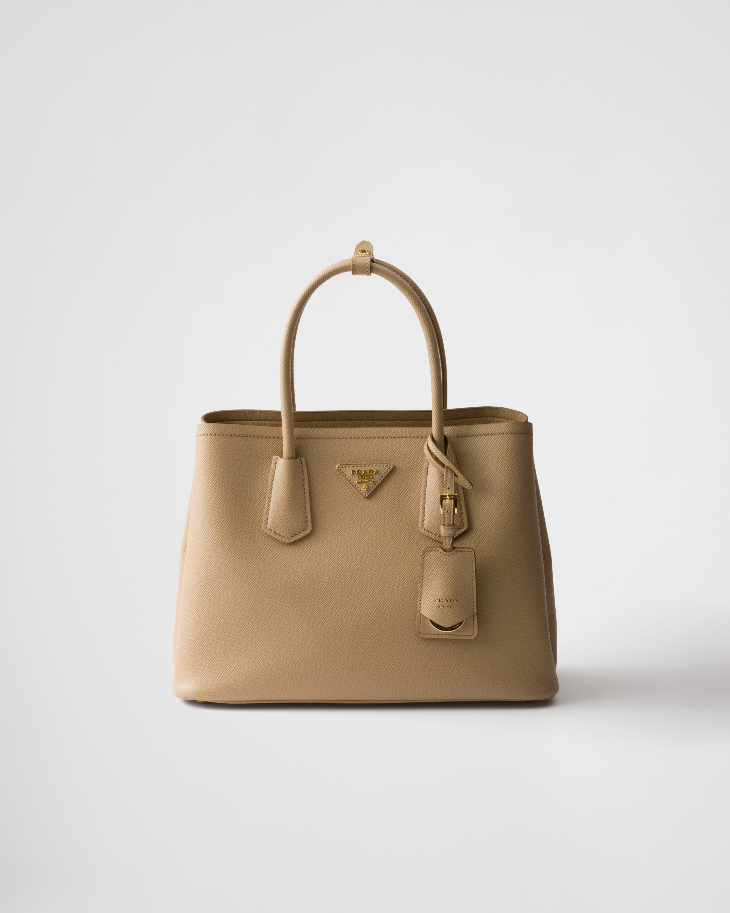 

Сумка Prada Double среднего размера из сафьяновой кожи, бежевый