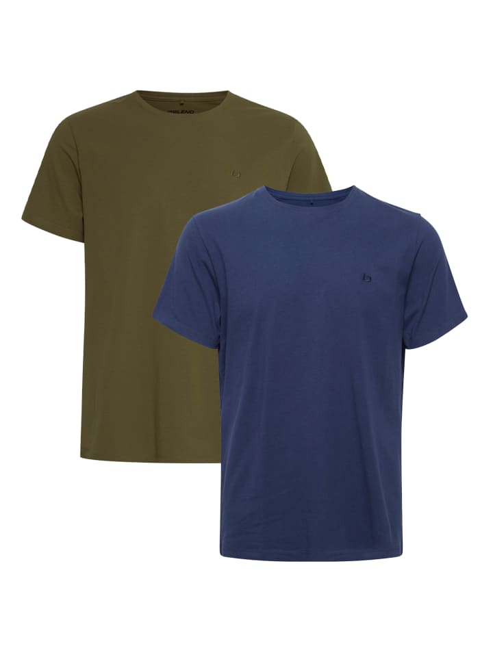 

Футболка с круглым вырезом, упаковка из 2 пар, базовая рубашка зеленого и синего цветов BLEND