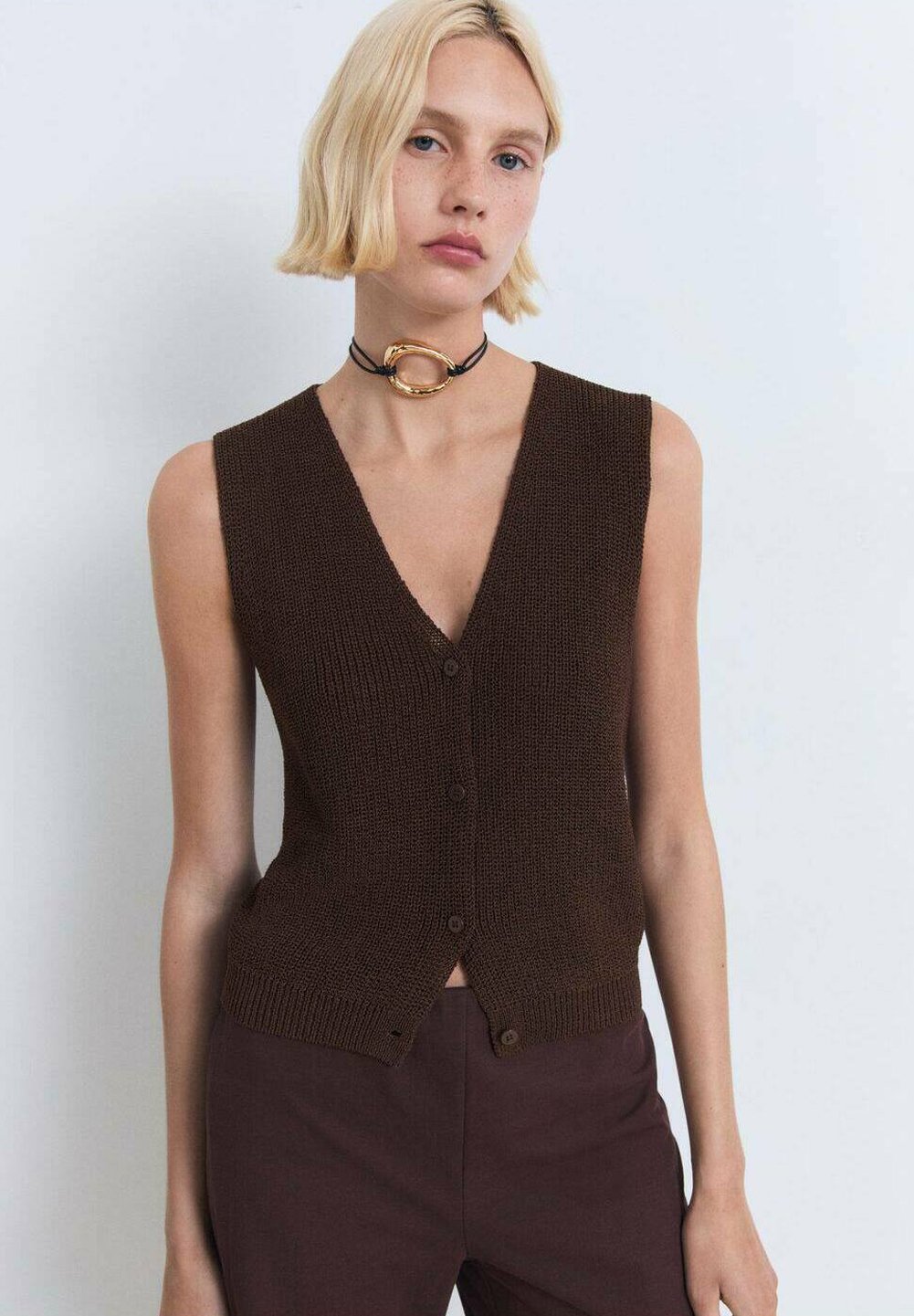

Жилет OPENWORK Mango, коричневый