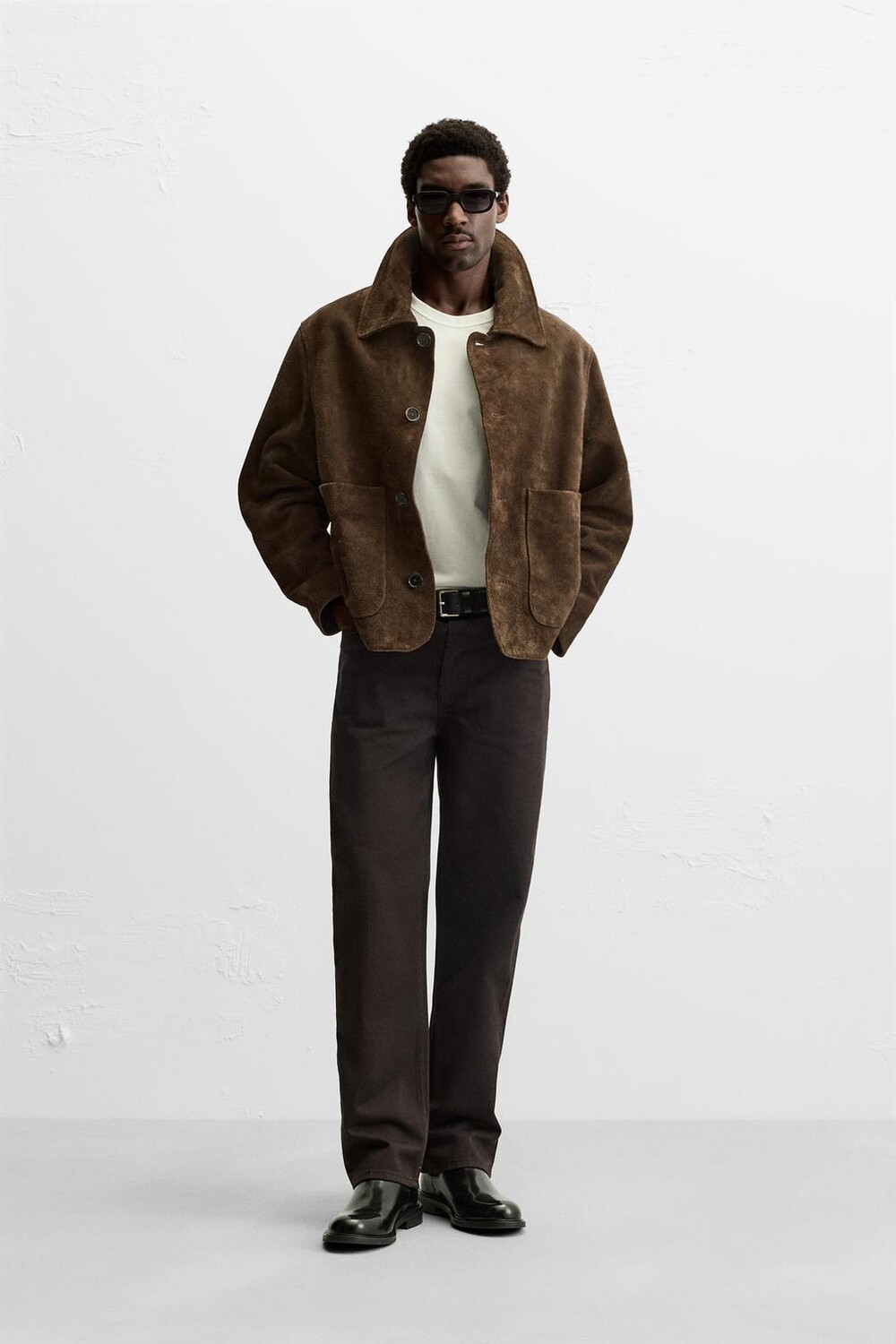 

Куртка из замшевой кожи ZARA, коричневый