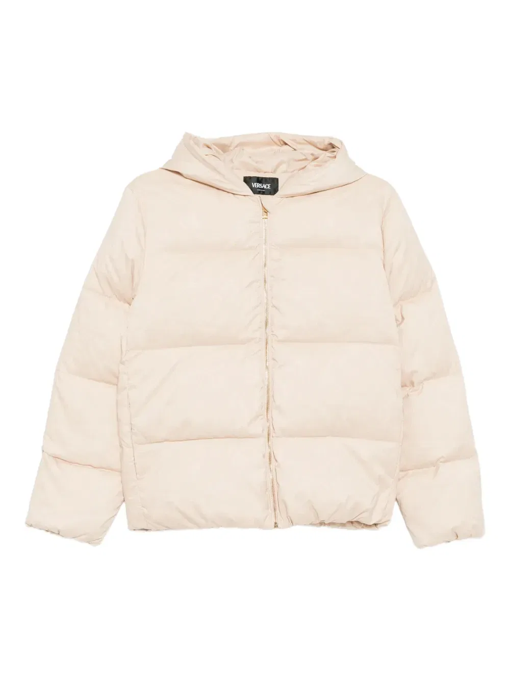 Стеганое пальто с жаккардовым узором Versace Kids, бежевый