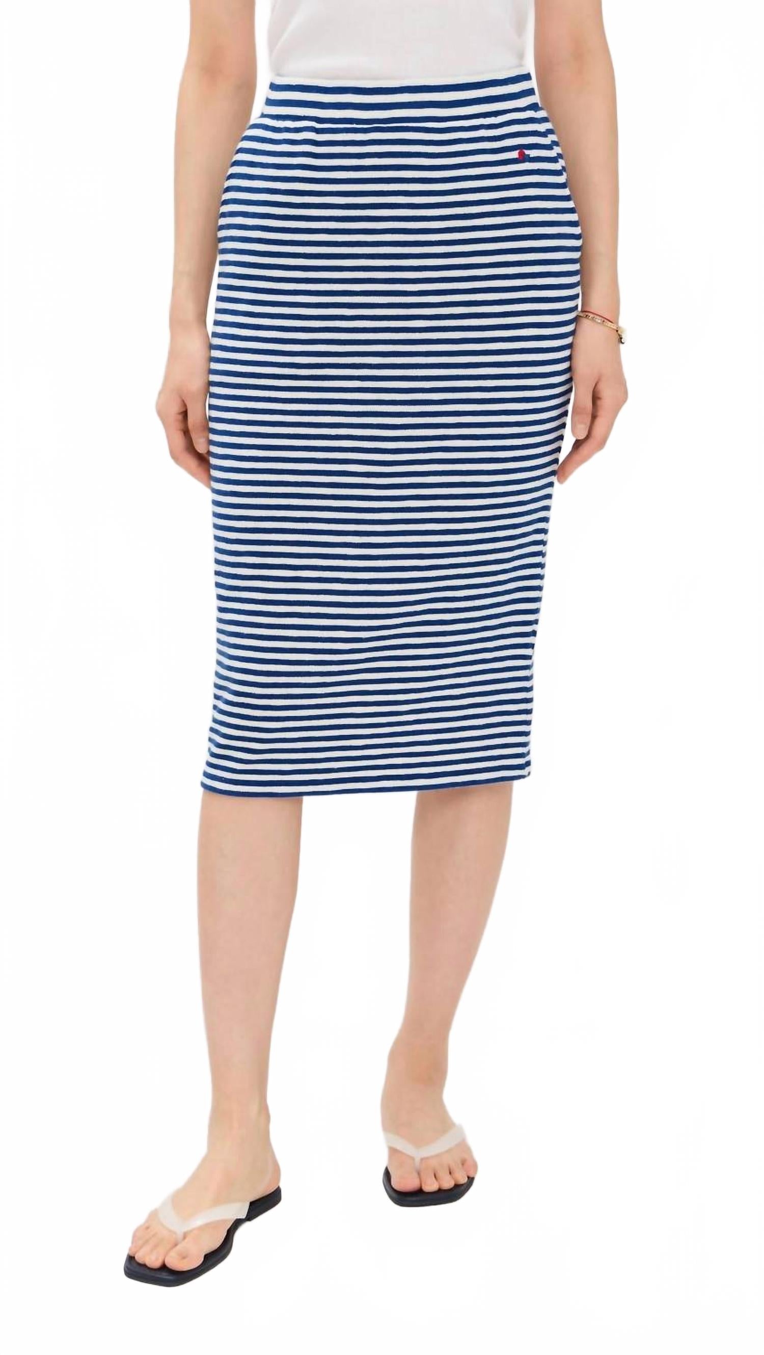 

Трубчатая юбка в кобальтово-кремовую полоску Clare V.