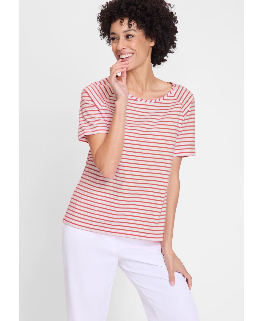 

Женская классическая полосатая футболка Olsen, Misty rose, Розовый, Женская классическая полосатая футболка Olsen, Misty rose