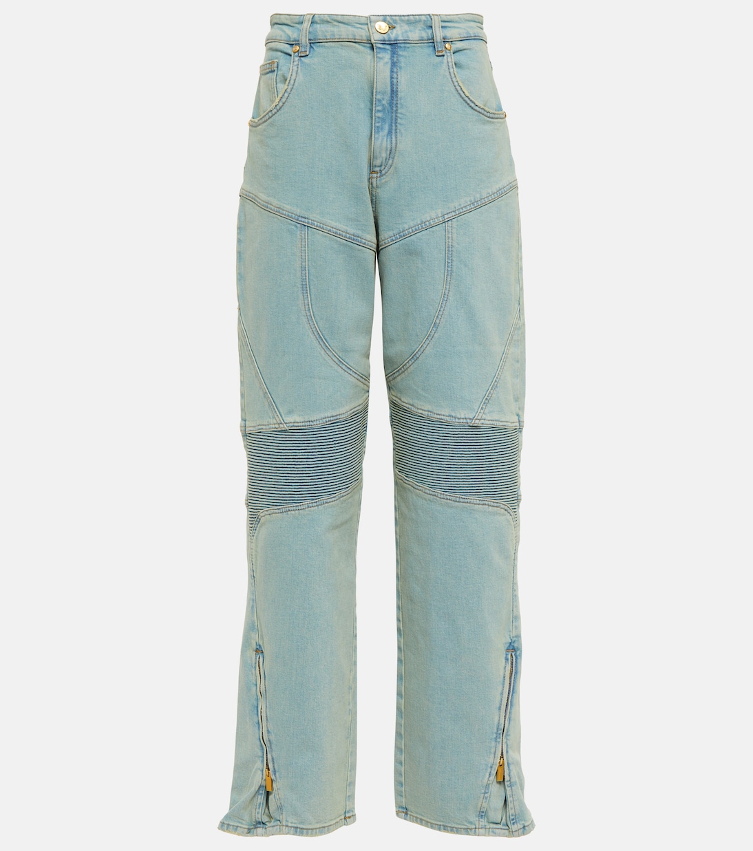 

Широкие джинсы с высокой посадкой и вставками Blumarine, Sterling Blue