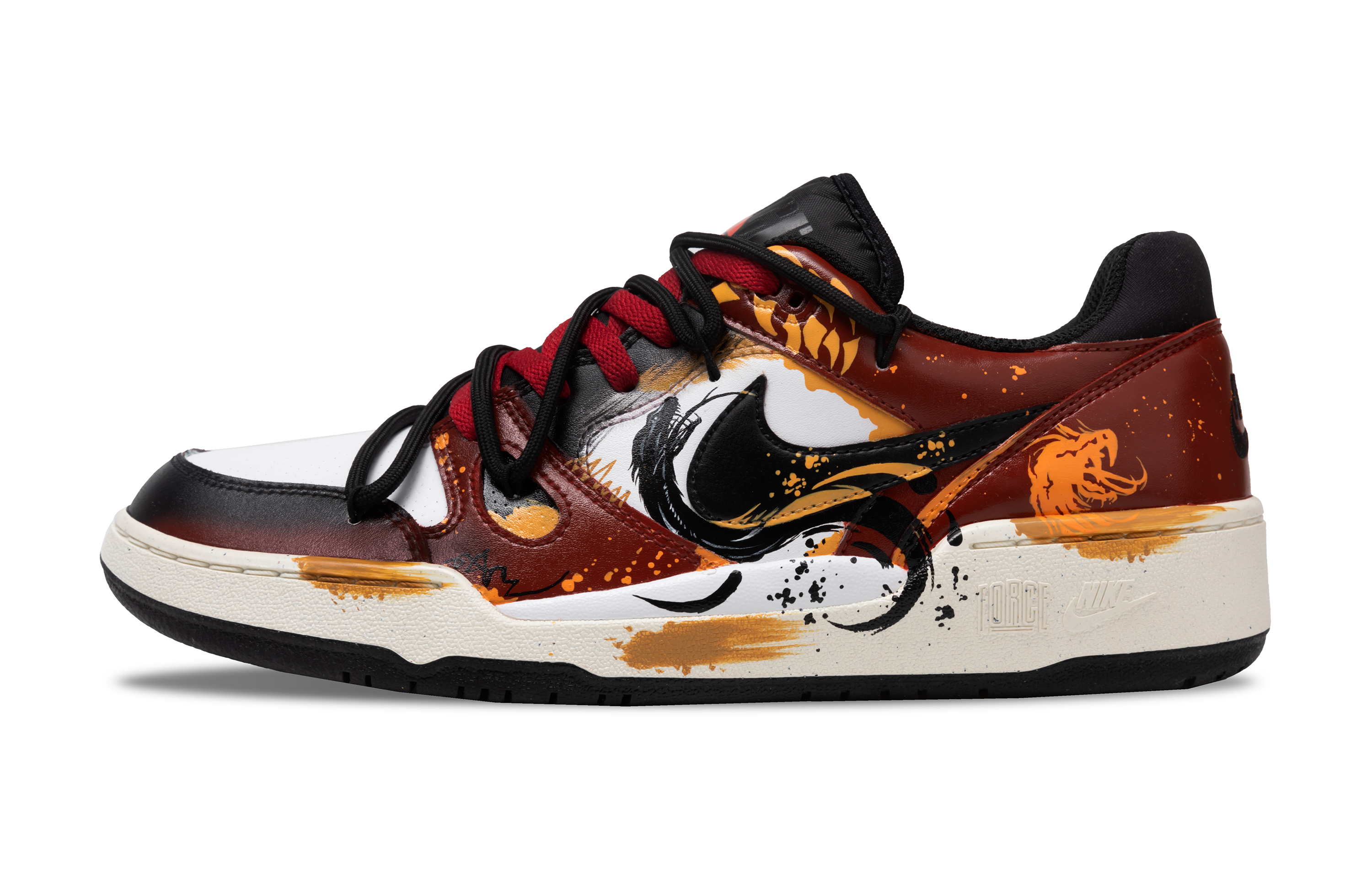 

Nike Кроссовки для скейтбординга Full Force Anti Slip, износостойкие, низкие, мужские, черно-красные