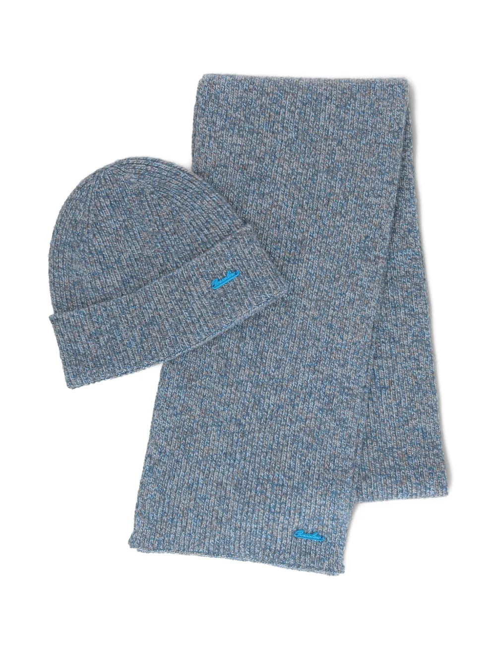 

Комплект из шерстяных вязаных шапок в рубчик Borsalino, синий