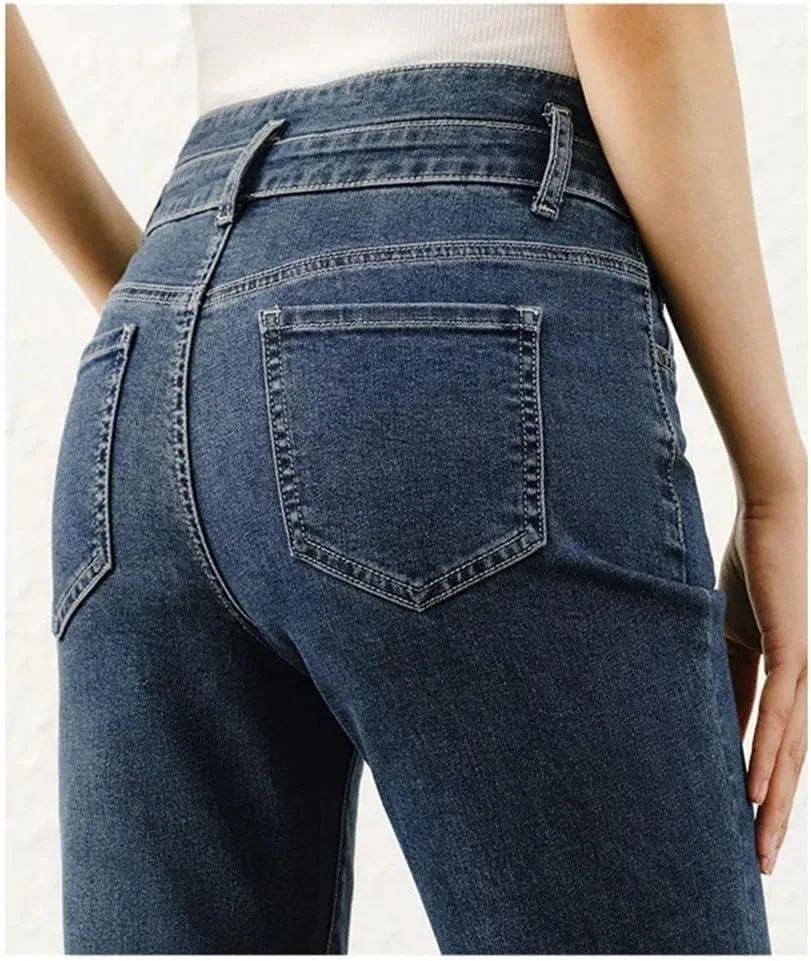 Джинсы клеш Women High Waisted Flare Jeans Light Blue — фото 3