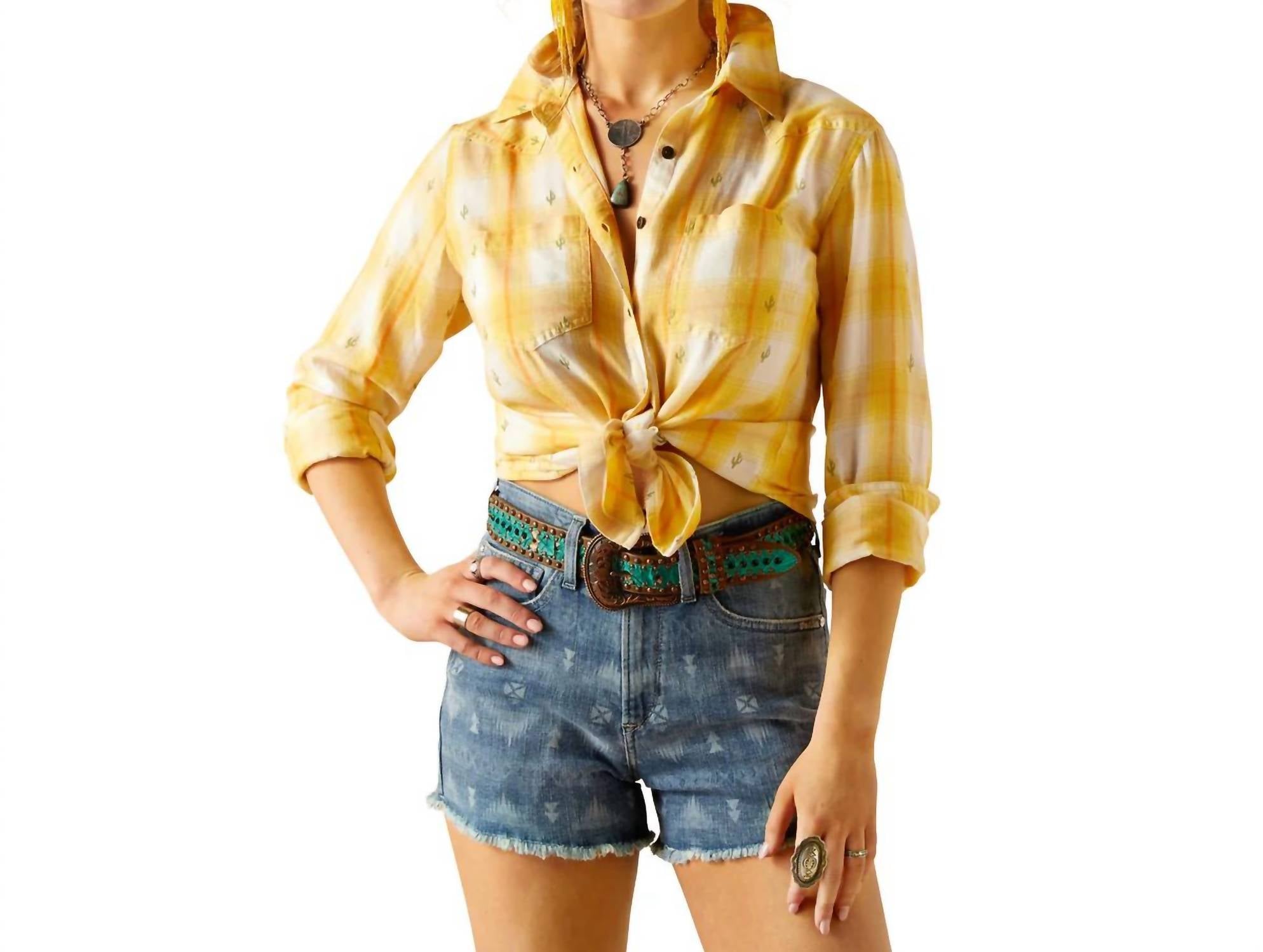 

Рубашка Billie Jean в клетку Cactus ARIAT, цвет cactus plaid