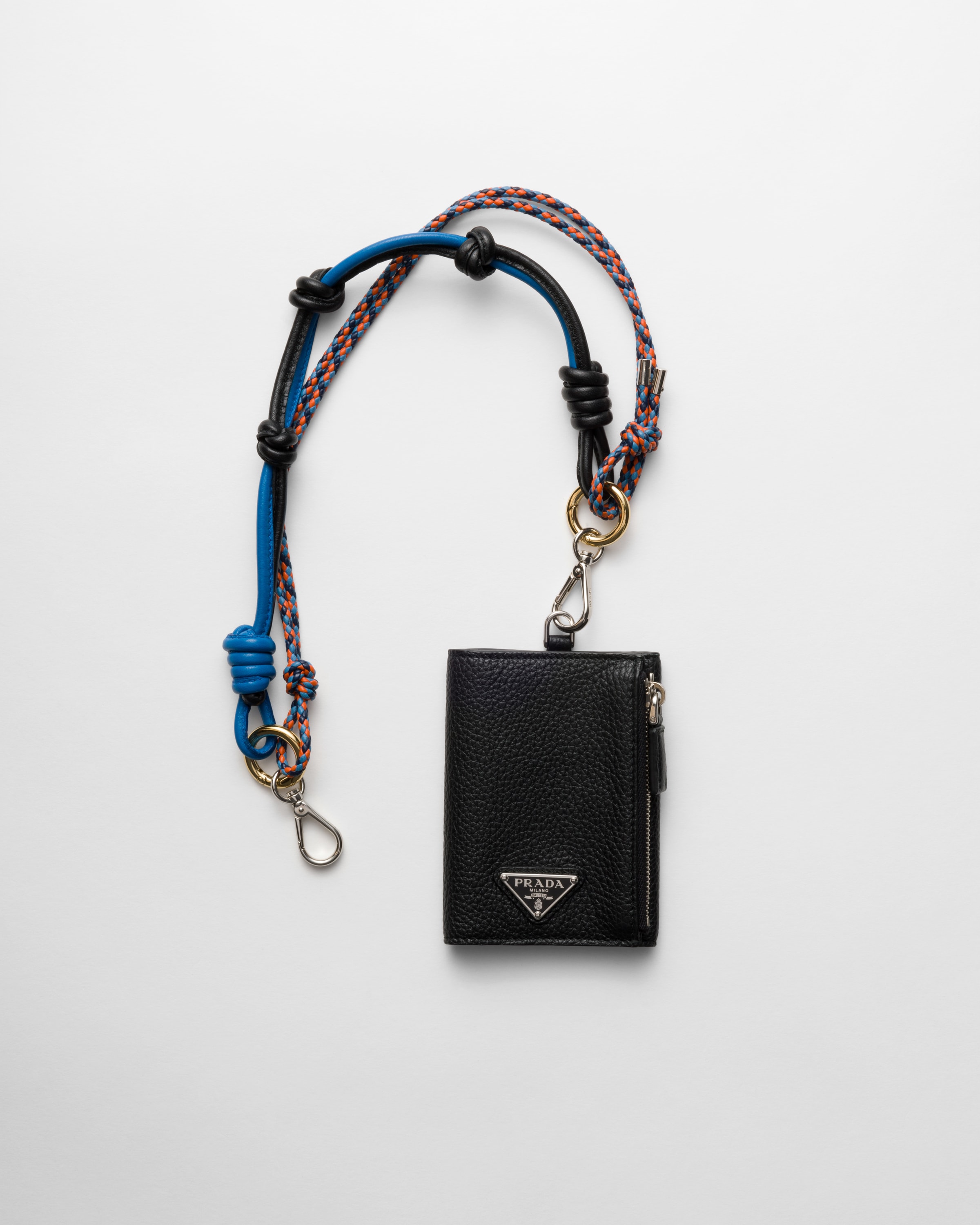 

Кожаный держатель для карт Prada, черный