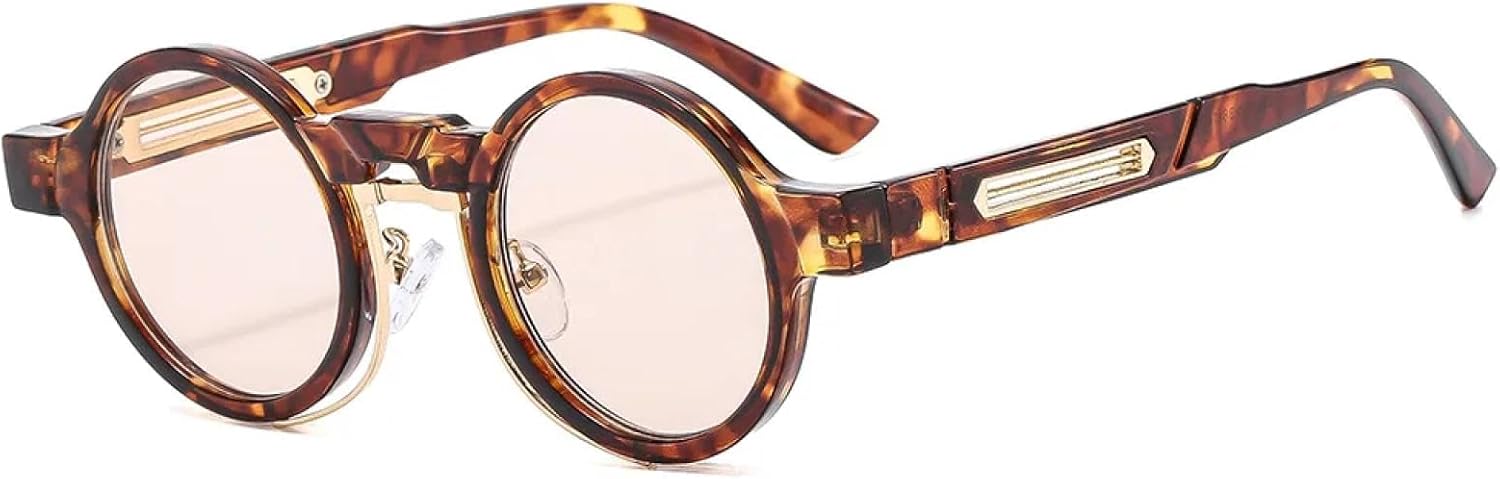 

Солнцезащитные очки с защитой UV400 | Маленькие круглые панк-очки с прозрачными градиентными линзами | для женщин и мужчин, для занятий спортом на открытом воздухе и вождения DSVIGF, Leopard