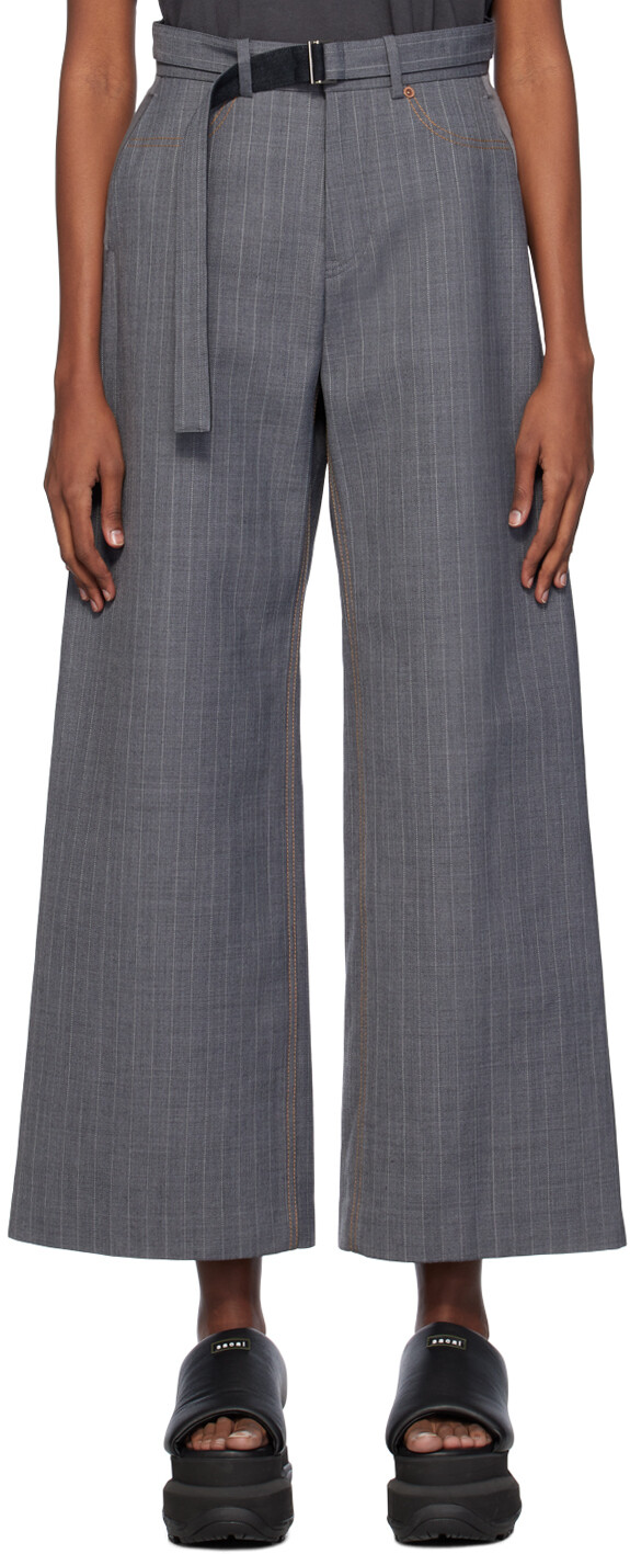 

Серые брюки в полоску Sacai, цвет Gray