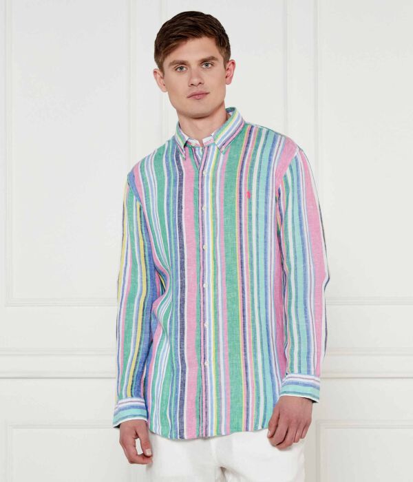 

Льняная рубашка Custom fit Polo Ralph Lauren, синий