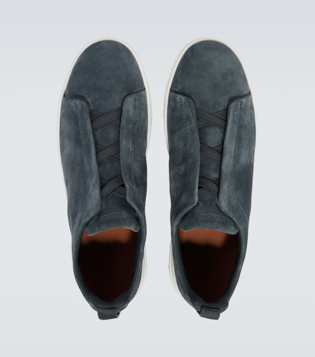Слипоны из замши с тройной строчкой Zegna, синий — фото 4
