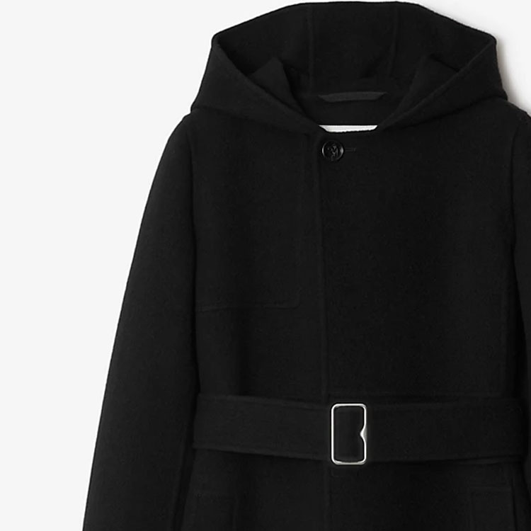 Пальто Burberry из шерсти и кашемира с капюшоном, черное — фото 3