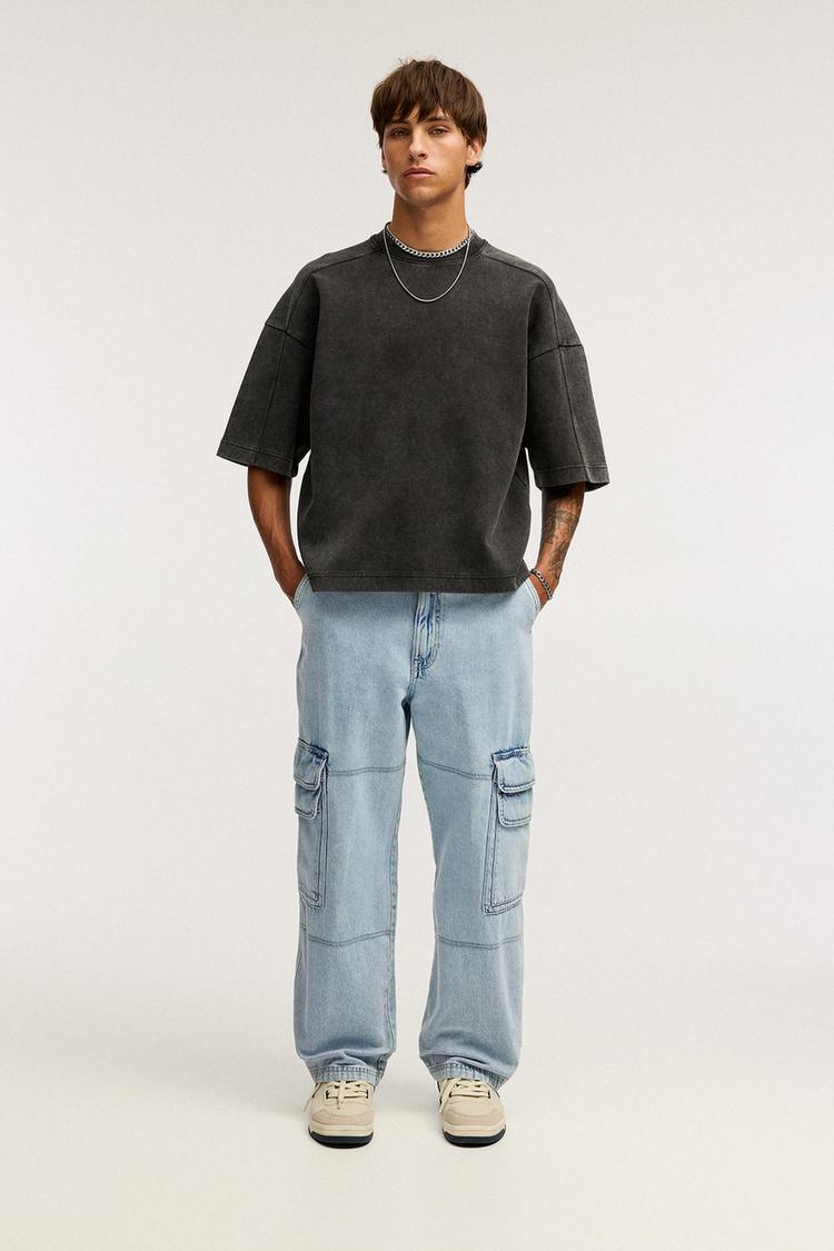 

Мешковатые джинсы карго Pull And Bear, индиго