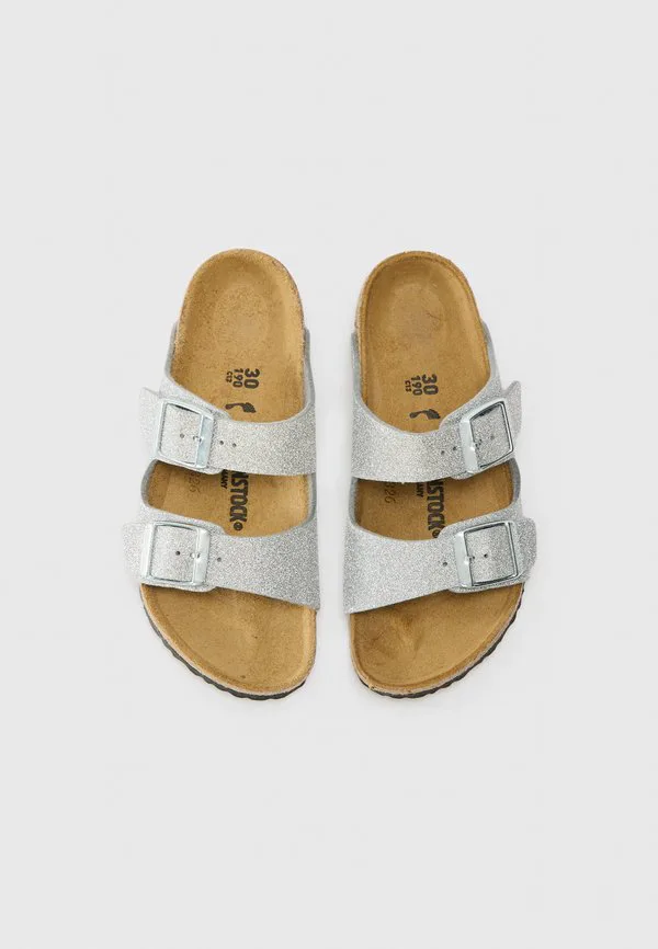 Сандалии унисекс arizona Birkenstock, Shiny Glitter Silver-Coloured — фото 4