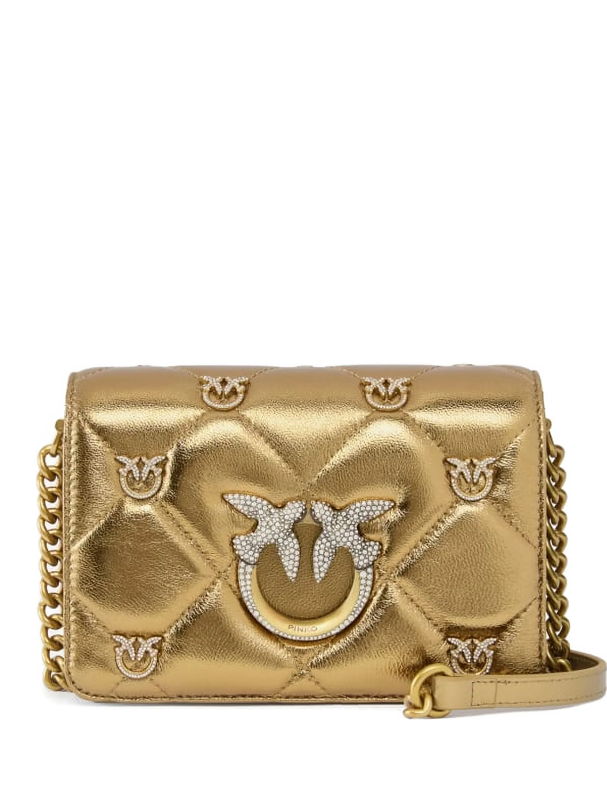 

Стеганая мини-сумка Love Click Pinko, золотистый